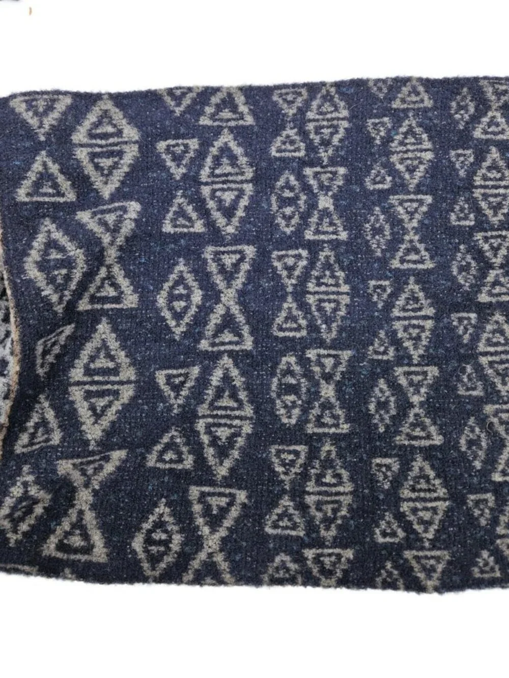 ETRO Italy Wool Blend Scarf Shawl Blue Paisley Geometric Tassel Fringe Blue Grey